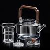 JUSTINLAU Glass Teapot Integrated Steaming and Boiling kettle with Handle Thickened Filter Heat-resistant Teapot For Home Office