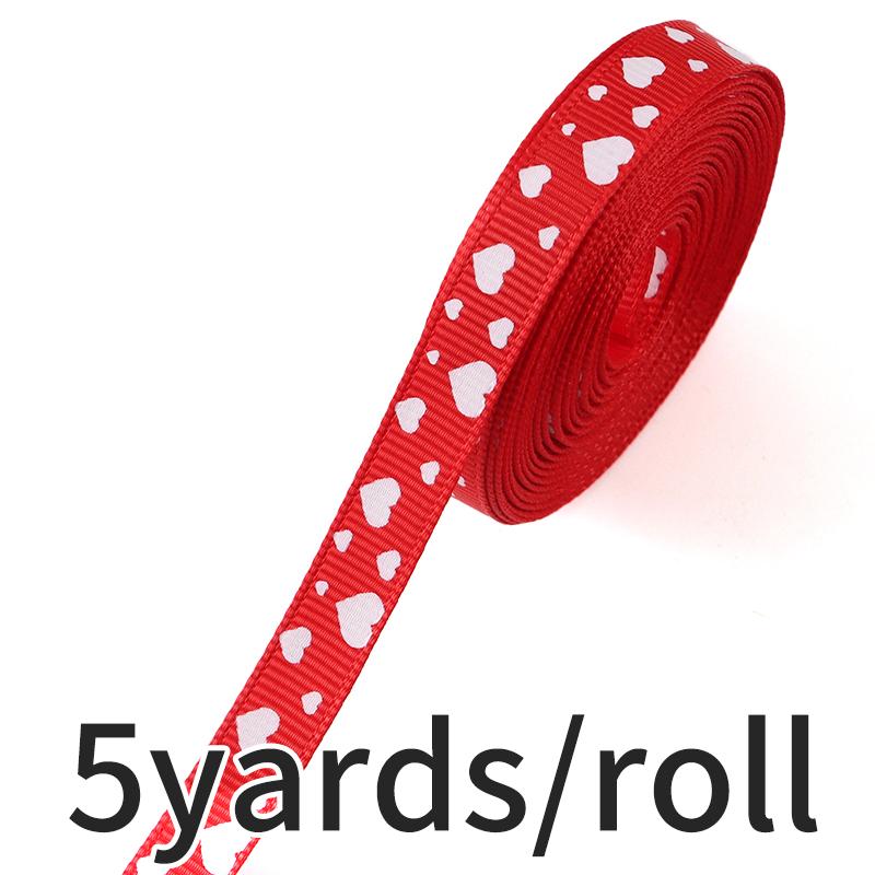 (5 Yards/Packung)10mm Valentinstags-Dekorationsband Geschenkstrauß Verpackungsmaterial Druck Ripsband Geschenkbox Feiertag