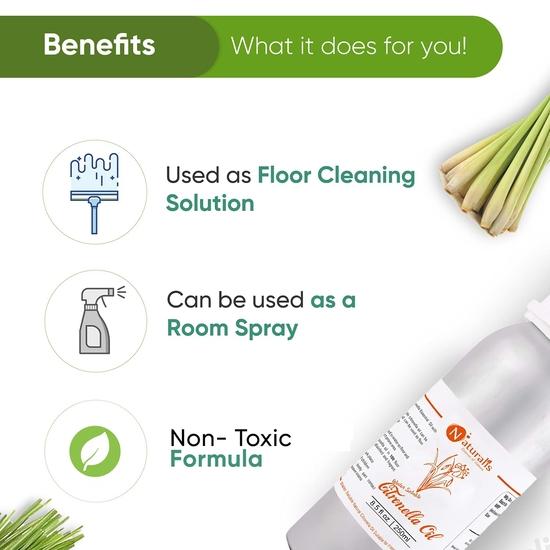 Naturalis Essence of Nature Water Soluble Natural Citronella Oil Suitable for Floor Cleaning and Room Spray 250ml