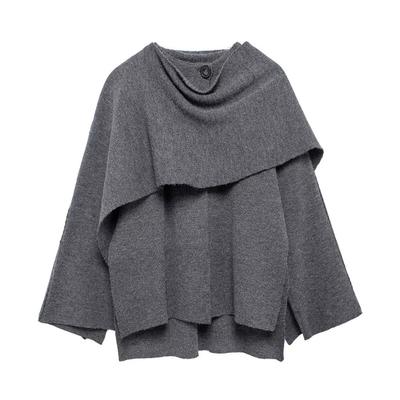 Cape Coat Women Scarf Collar Ponchos Shawl Long Sleeve Winter Woman Ponchos Cloak Knitted Cardigan