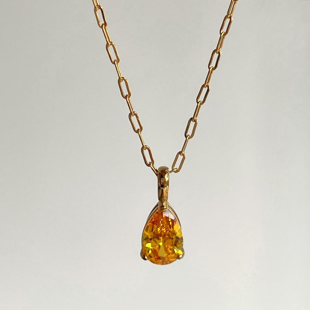 18k Gold-Plated Retro Zircon Birthstone Necklace