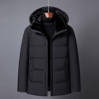 Middle Aged Men's Short Feather Coats Winter Outerwear 2023 New Plus Size Hooded Down Jackets for Men Thick Warm Parkas
