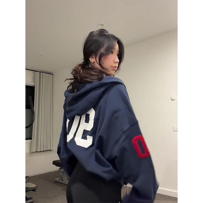 

Кантри Трендовый Американский Ретро Вышитый Кардиган Худи Женский Весна и Осень 2025 Новое Поступление Свободный и Непринужденный Парный Плащ Navy M