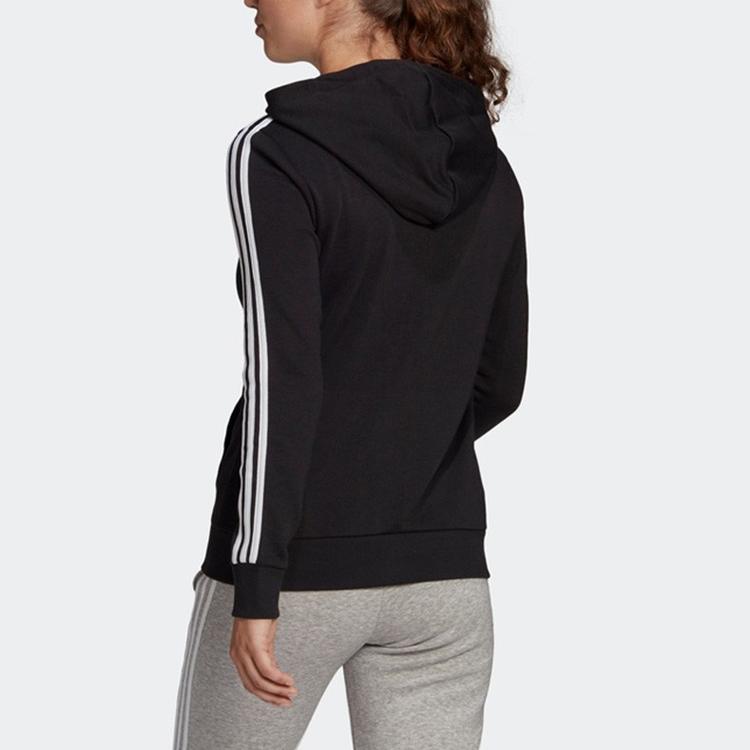 adidas Blok Renkli Çizgili Spor Kapüşonlu Ceket Kadın Dış Giyim Siyah GL0792