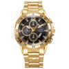 Business Multifunctional Hollow Chronograph Strap Calendar Fashion Large Dial Steel Strap Men'S Quartz Wrist Watch