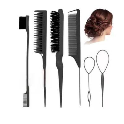 Ensemble de 5 pièces Peignes de Coiffage et de Soin Peigne à queue de rat Brosse à crêper Outils de coiffage