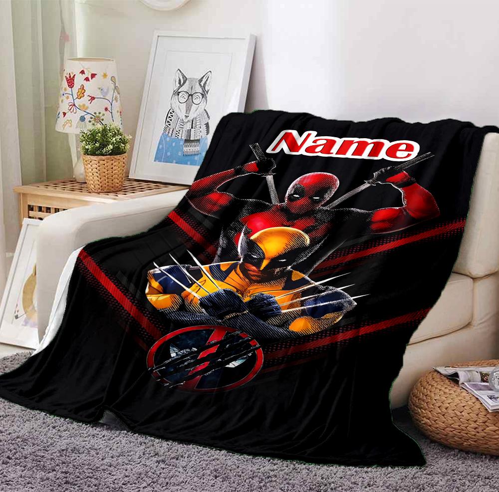 Custom Name Deadpool Armor Flannel Blanket Throw Blanket Soft Warm Sofa Bed Decor Unique Gift