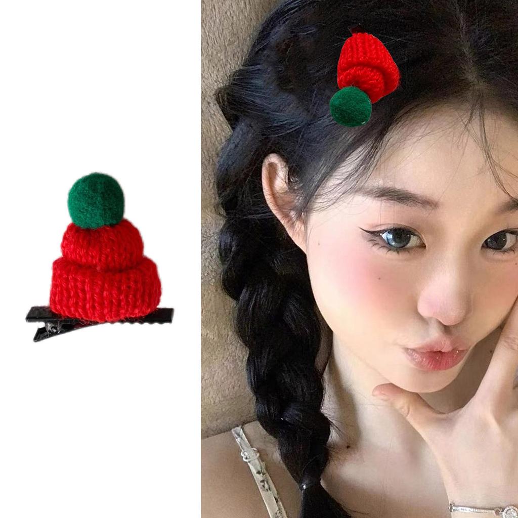 Plush Mini Christmas Hat Hair Clips For Women And Kids Soft Acrylic Festive Headwear Party Hairpieces Hair Accessories