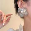 Korean Metal Silver Color Large Flower Earrings For Women Fashion Pearl Stud Earrings Sweet Girls Party Jewelry Accessories Gift