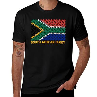 South Africa Flag Rugby Ball Pattern TShirt T Shirt Unisex Plain Unisex T Shirts Cotton TShirt