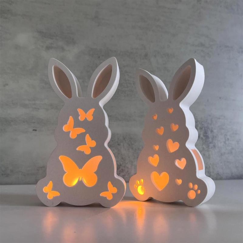 Flexible Silicone Festival Home Decoration Mold Easter Rabbit Shaped Candlestick Mould Gypsum Mould for Atmosphere Light
