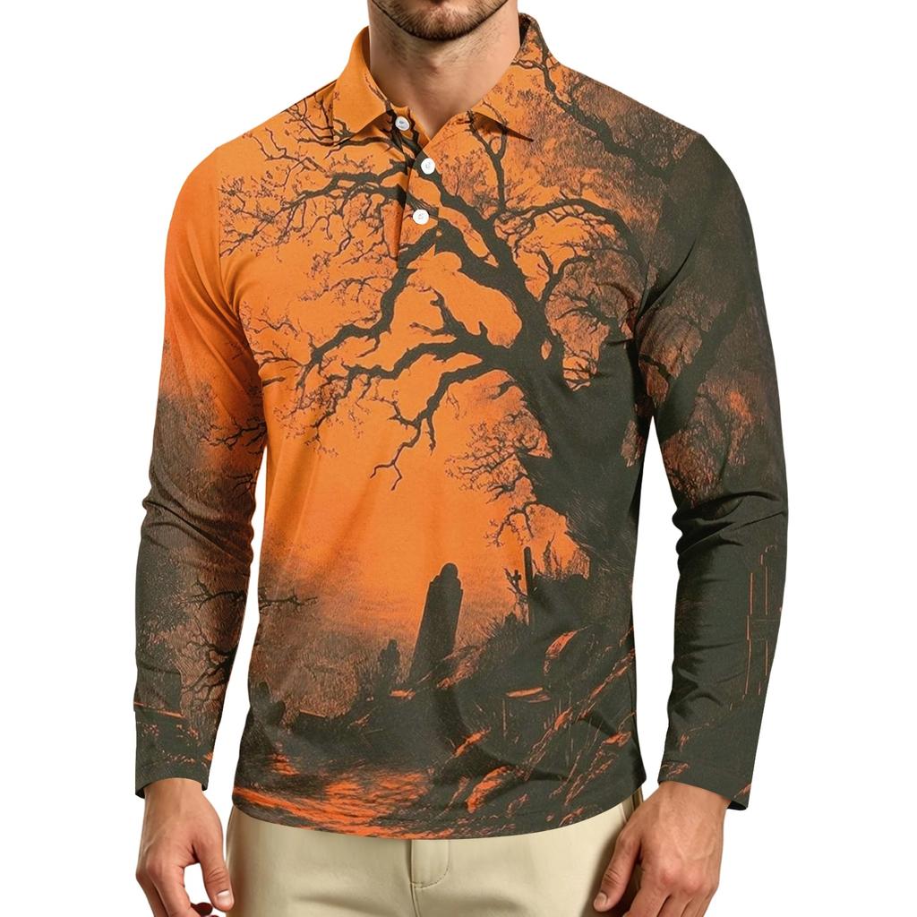 Men's Long Sleeve Casual T-Shirt Crew Neck Printed Graphic Tee Comfortable Fit Lightweight Material Suitable for Everyday Wear