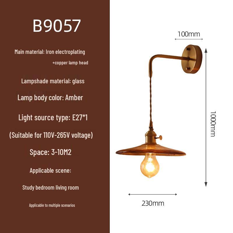 Elegant All-Copper Glass Wall Lamp: Creative Crystal Decor for Hotel Bedrooms and Staircases