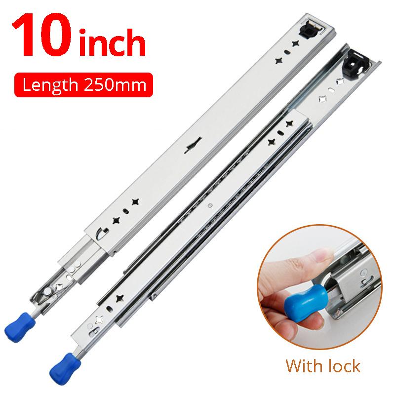 

KAK Drawer Runners with Lock 10 to 50 inch Ball Bearing Three Fold Full Extension Heavy Duty Slide Rail Drawer Slides Hardware