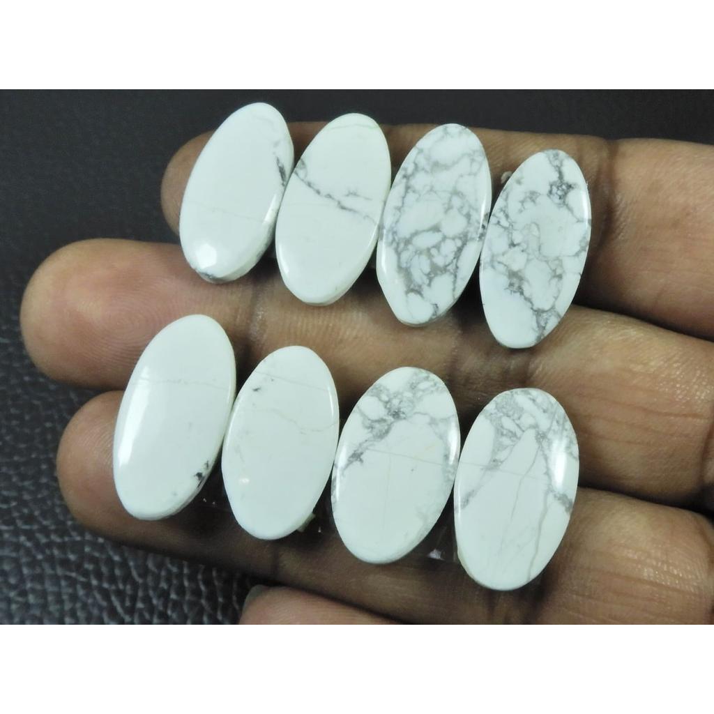 80Cts. Natural Howlite Matche Pair Oval Cabochon Loose Gemstone 04 Pair Lot C-3355