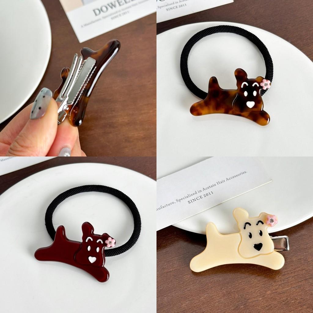 Niedliche Acetat-Hundespangen und Scrunchies für hohe Pferdeschwänze und lustige Frisuren