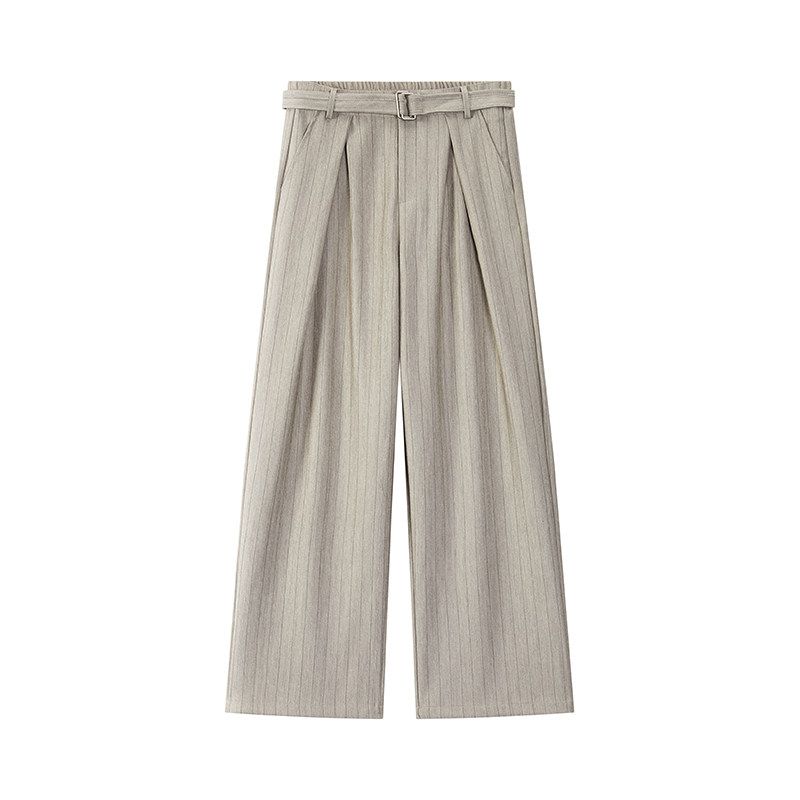 Dream Made Old Money Style New Rich Striped Belt Dress Pants Men's Autumn and Winter Loose Straight Casual Pants for Boys