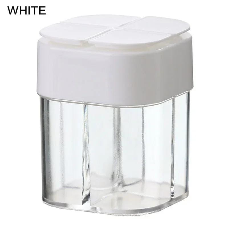 4 In 1 Spice Salt Pepper Shaker Transparent Seasoning Jar Pepper Shaker BBQ Condiment Kitchen Gadget with Lid
