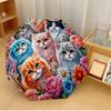 Cat Flower (3) Printed Umbrella Windproof Folding Umbrella Portable Sun and Rain Umbrella Suitable for Gifting