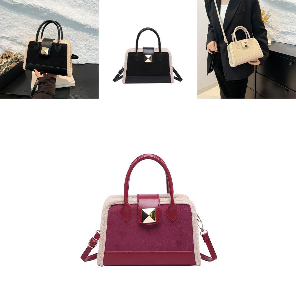 Classy Versatile Contrast Color Small Square Hand Bag For Women Perfect For Winter Outfits