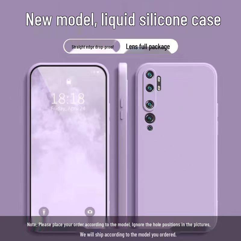 Compatible with Xiaomi CC9 Pro: Solid Color, Rubik's Cube Design, Liquid Silicone, All-Inclusive, Drop-Proof, Straight Edge Soft Case.