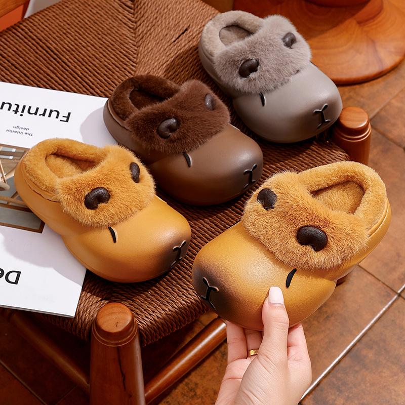 Capybara Children's Cotton Slippers for Boys and Girls EVA Waterproof Cartoon Cute Parent-child Warm Children's Fur Slippers