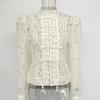 VAYLA Lace Printed Shirts Tops Female Hollow Out Fashion Commute Vintage See-Through Blouse Women's Lace Shrug Shirts New