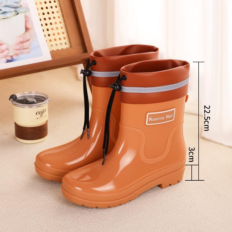 Rain shoes women's fashion short and medium closed boots thick-soled outdoor wear non-slip, waterproof and cold-proof rain boots