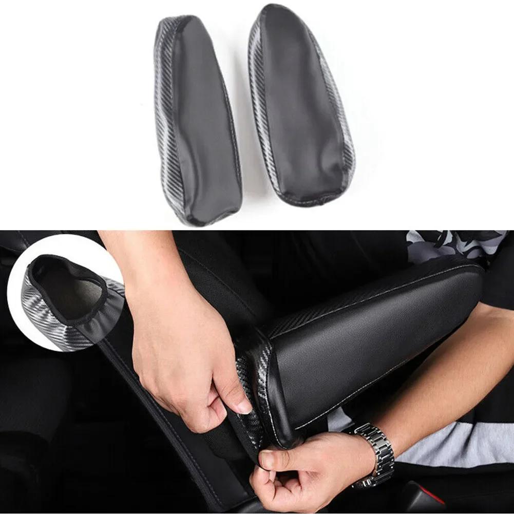 CarHome 2pcs Car Seat Armrest Cover Trim For Toyota FJ Cruiser 2007-2012 Carbon Fiber Leather Cushion Cover Armrest Protector NE