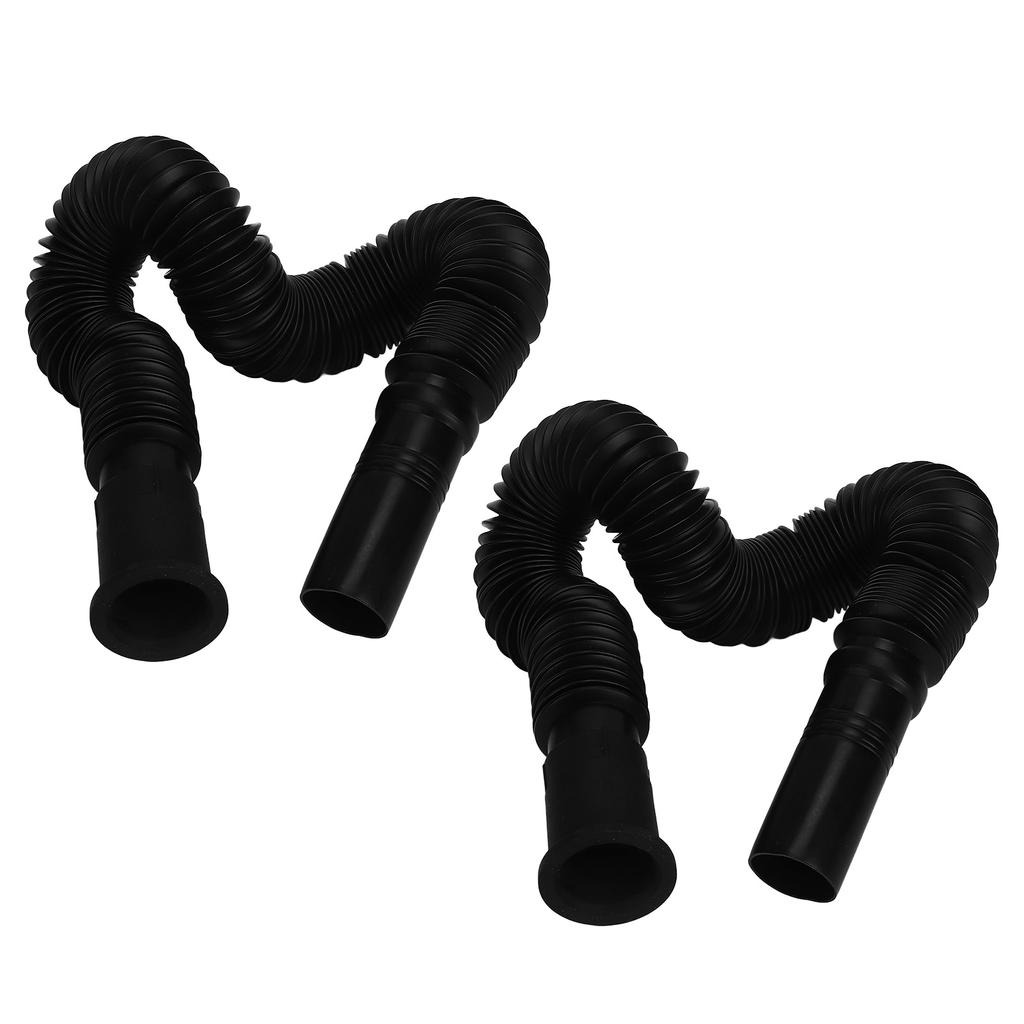 2 Stück Beckenablaufrohr Waschbecken Spülbecken Ablaufschlauch Flexibles PVC Wasserrohr für Küche Badezimmer Schwarz