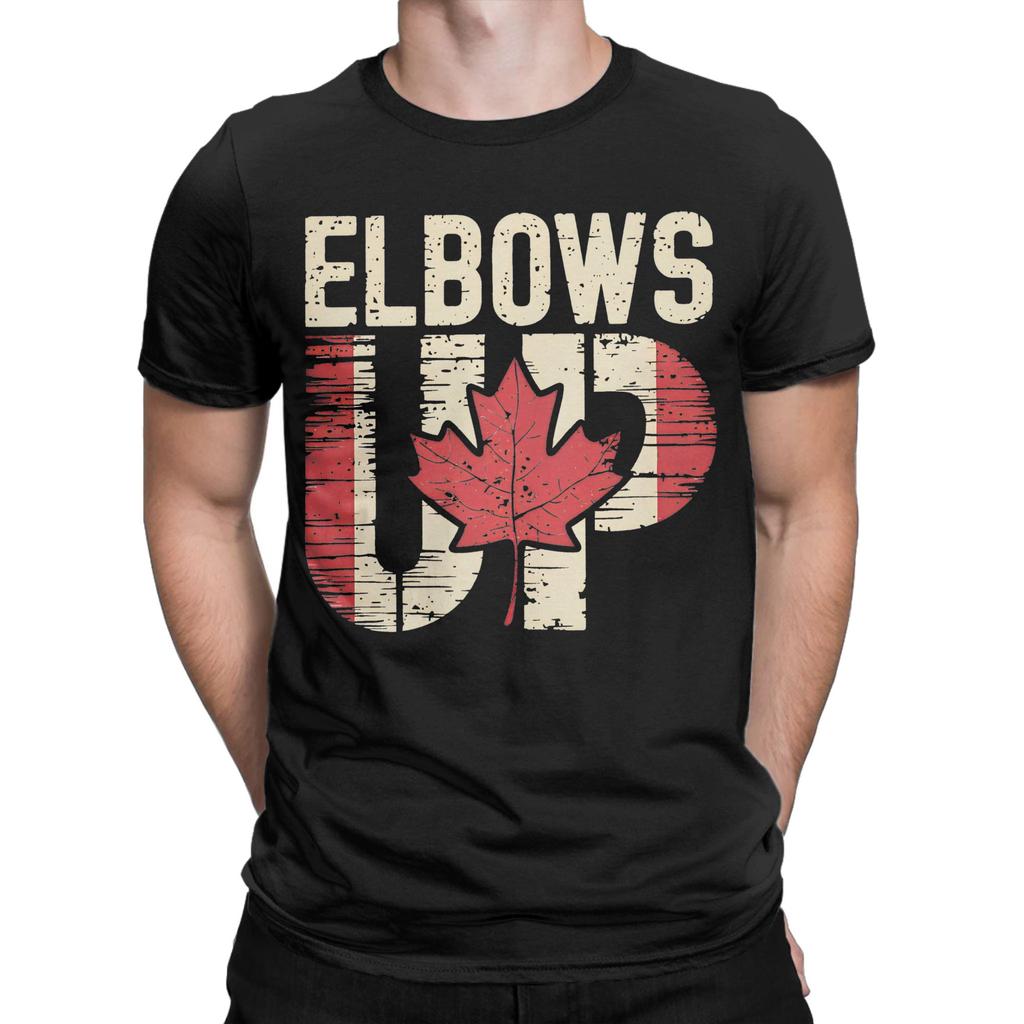 Elbows Up Canada T-Shirt for Men Women  Funny Cotton Tees Crew Neck Short Sleeve T Shirts Gift Idea Clothing