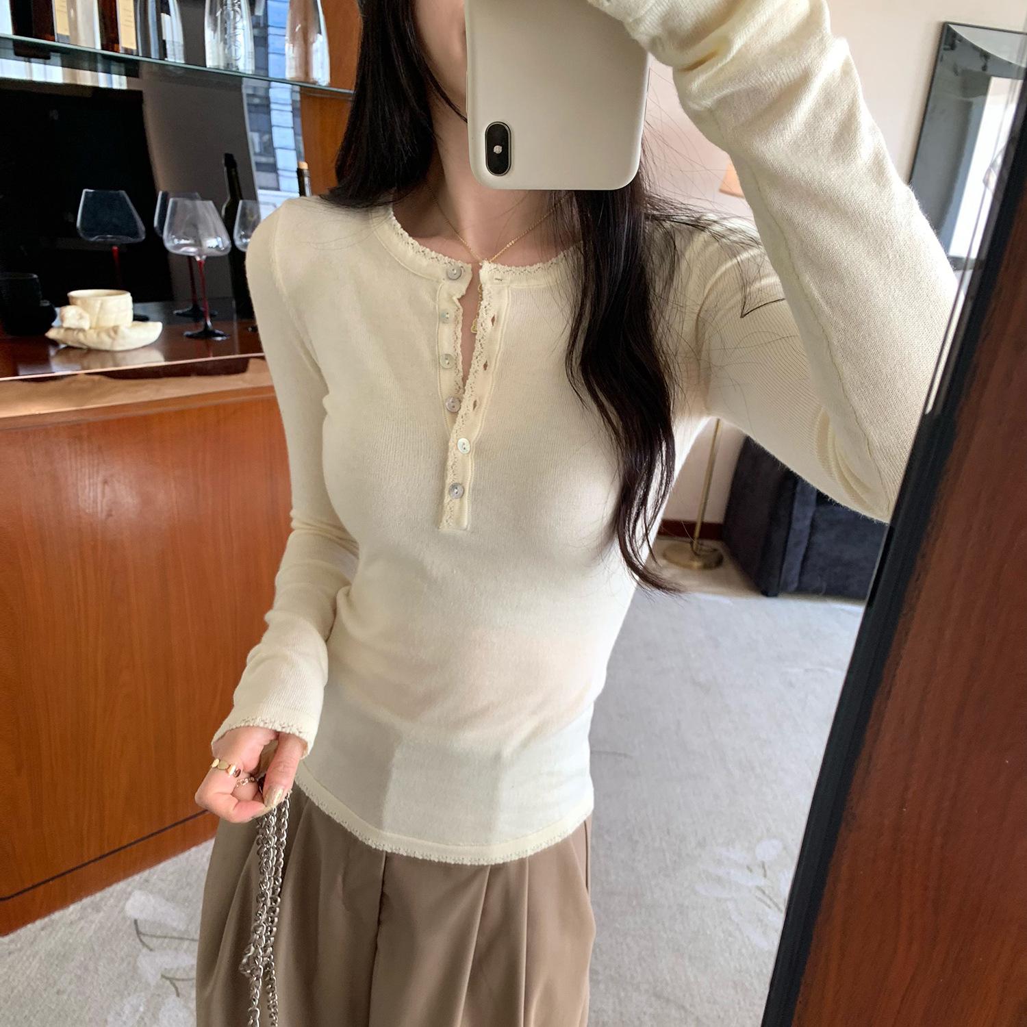 2025 Women s Stylish Henley Neck Knit Base Layer Top - Autumn/Winter Trendy Inner Wear Medium