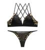 FrenchStyle Sexy Leopard Mesh Hollow Sexy Bra No Steel Rim Women's Triangle Cup Set