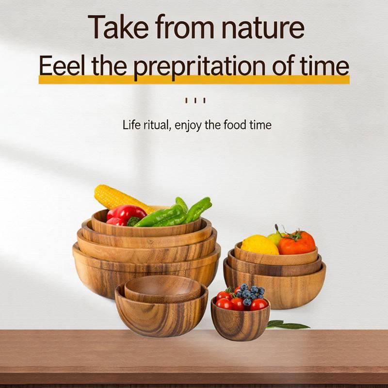 Durable Wooden Salad Bowl Cutlery Holder with Storage Practical for Kitchen Table Large Capacity Home Dining