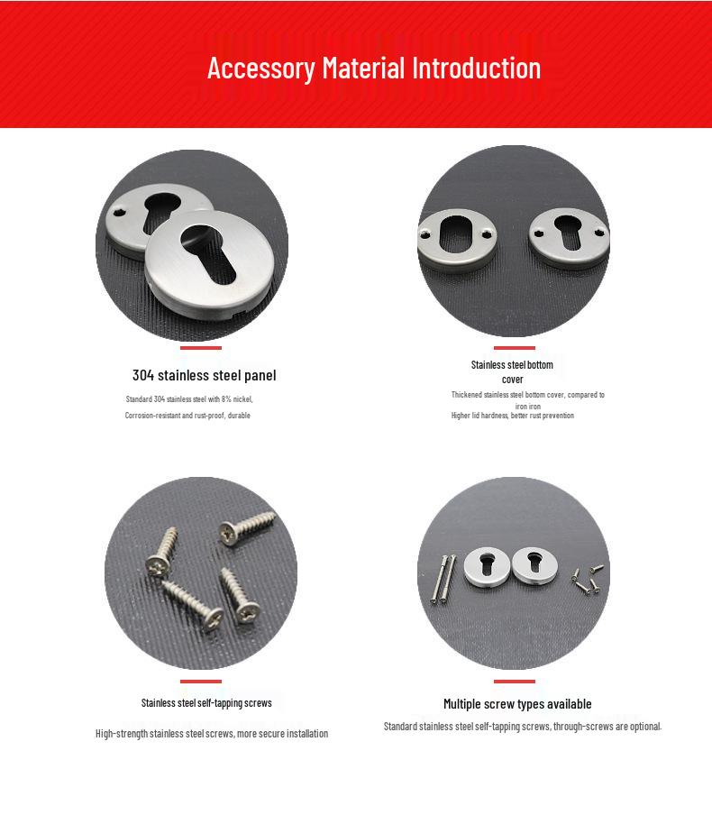 European Standard Stainless Steel 304 Lock Cylinder Keyhole Cover, Decorative Split Hardware Accessories.