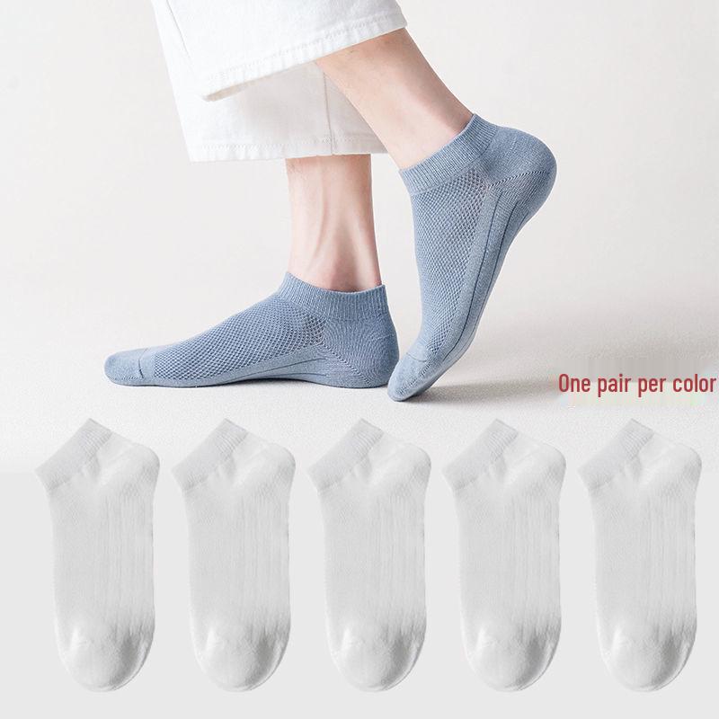 

Мужские дышащие хлопковые сетчатые носки до щиколотки, устойчивые к запаху - Влагоотводящие, однотонные для весны/лета