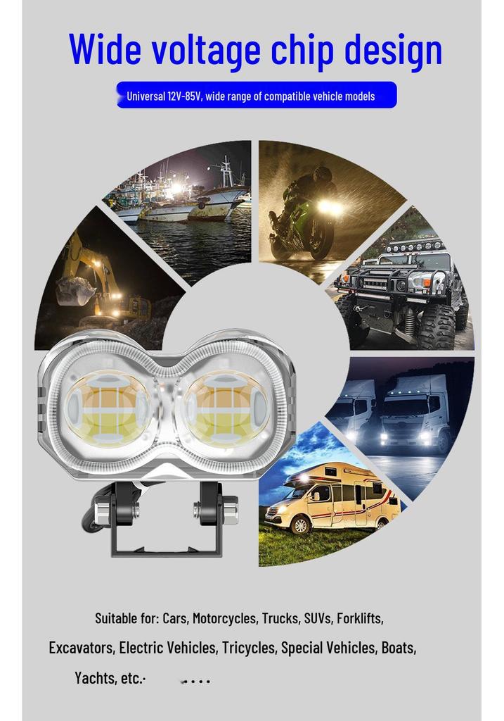 Motorcycle LED Headlight: Colorful Warning Light & Electric Vehicle Front Spotlight