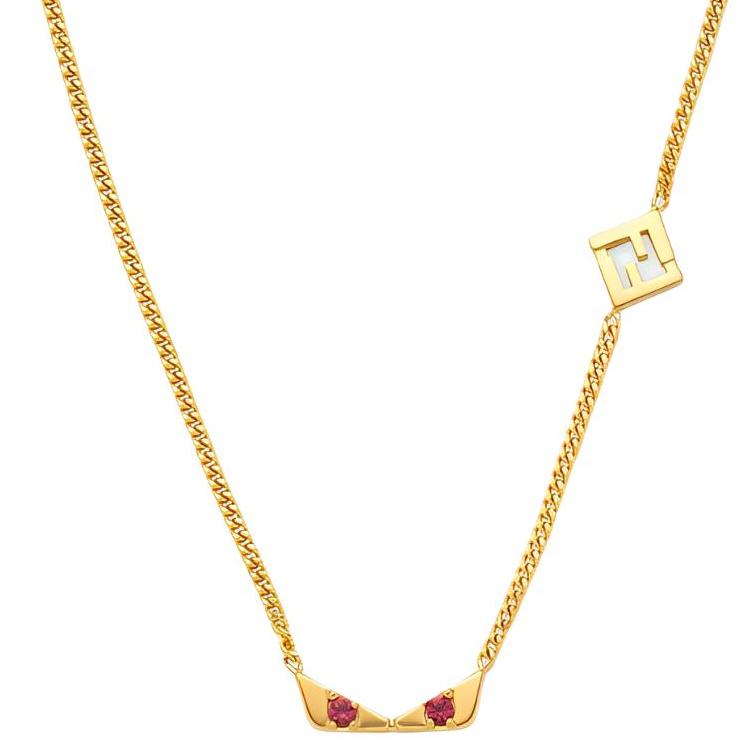 

Fendi Asymmetrical FF Pattern Brass Necklace Women necklace Gold 8AK907ATEPF1S83 F,Gold