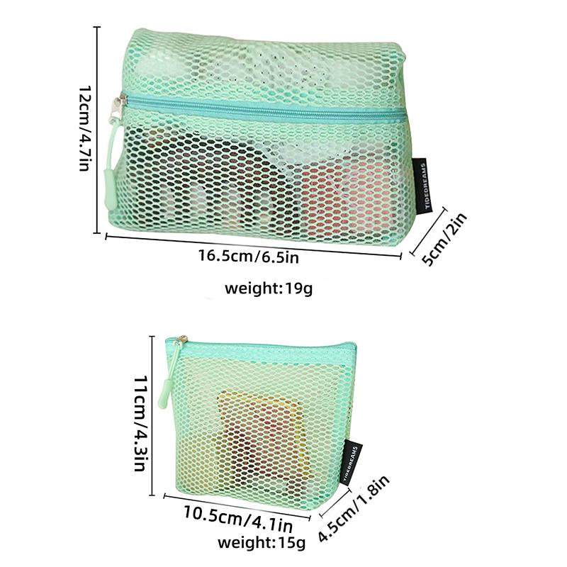 Portable Mesh Cosmetic Bag Summer Beach Women Storage Bag Pen Cosmetic Toothbrush Organizer Holder Wash Pouch