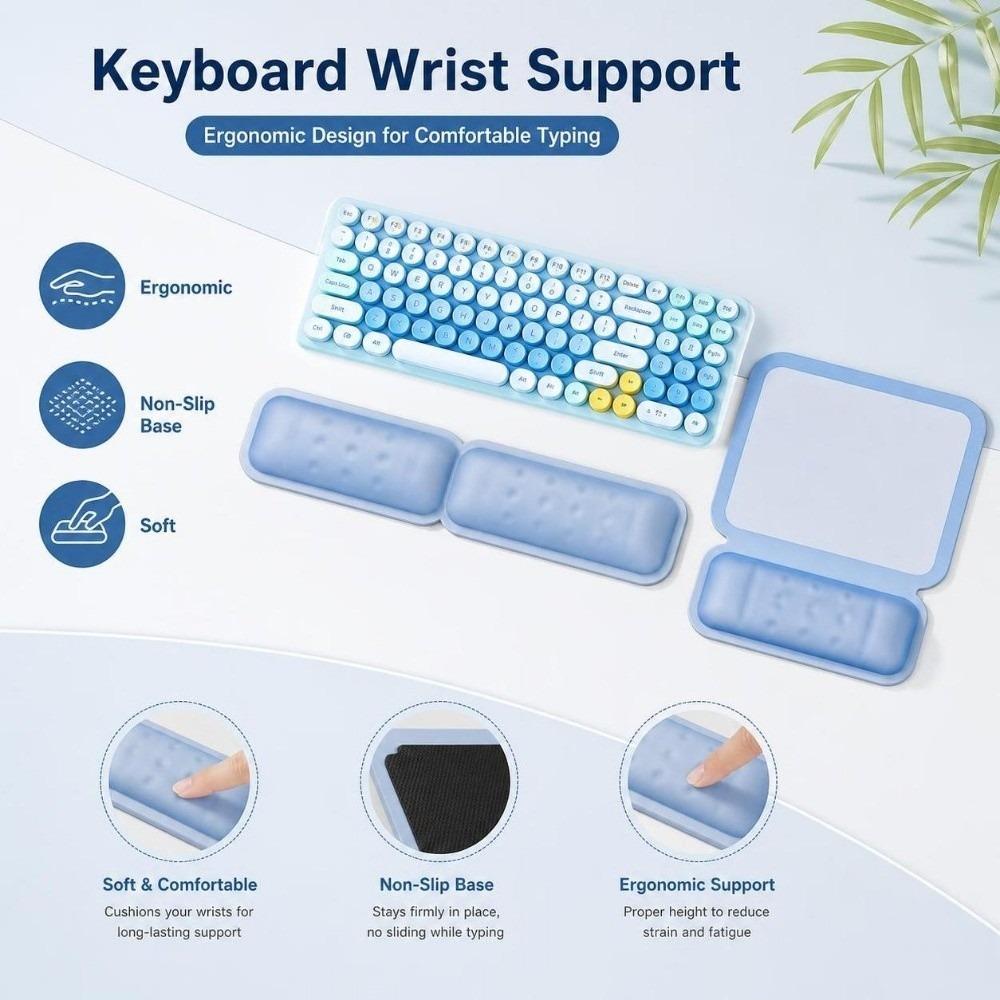 Soft Wrist Support Pad Non-Slip Base Mouse Pad Breathable Keyboard Wrist Support Desktop
