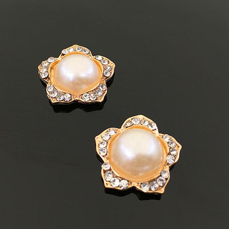 

Engood 100Pcs Pentagon Large-Pearl Flowers Rhinestone Button Sewing Trim & Embellishments Craft Buckles for DIY Hair Wedding золотий