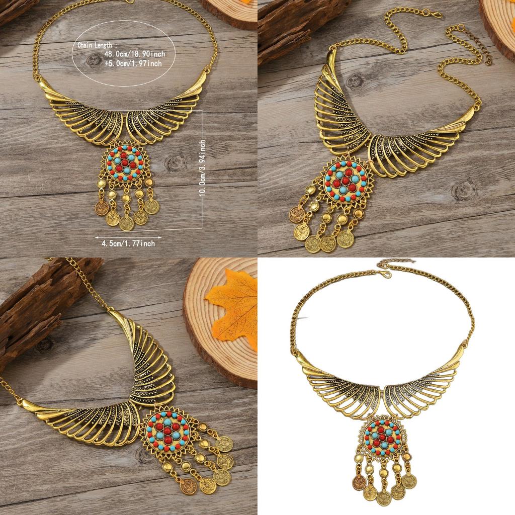 Retro Boho Chic Angel Wing Necklace With Alloy Pendant And Multilayer Chain For Unisex Style