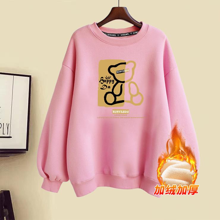 2025 autumn and winter clothing new popular fashion foreign loose round neck velvet thickened sweater women