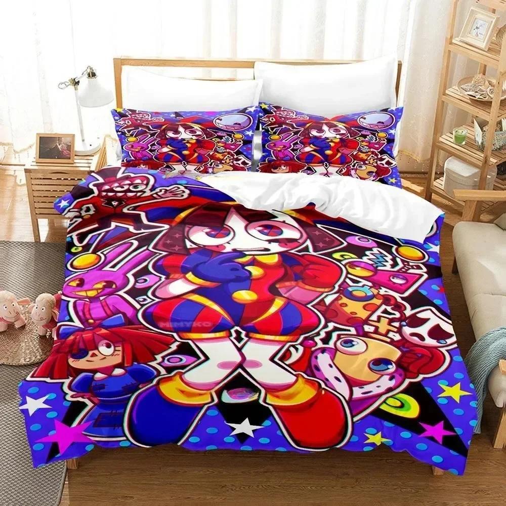 3D Printing The Amazing Digital Circus Bedding Set Cartoon Anime Three-piece Set Adult Kid Bedroom Duvetcover Sets Home Textiles