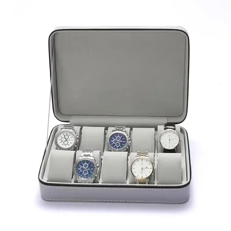 Nouvel Organisateur de Valise à Montres à 6/10/12 Compartiments Mallette à Montres Portable à Fermeture Éclair Boîte d'Affichage Multifonctionnelle pour Montres et Bracelets Hommes et Femmes