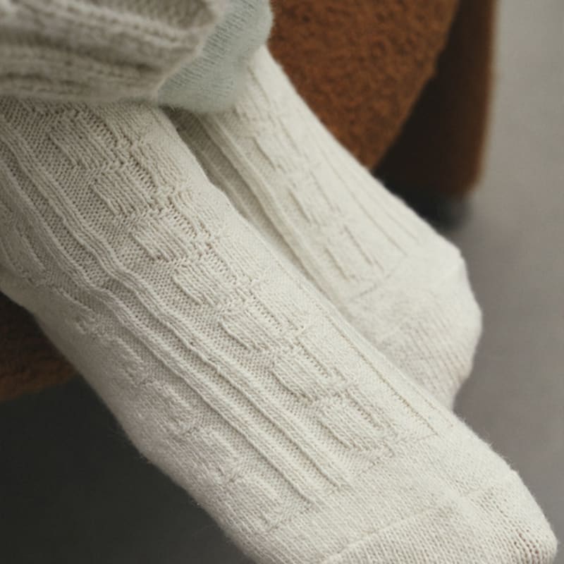 LOEIL Köperwollsocken - Elfenbein