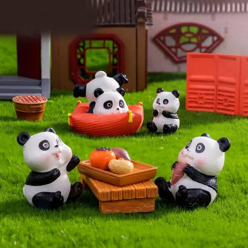 Resin Panda Diy Figurines Microlandscape Craft Set Miniature Tea Decor Party