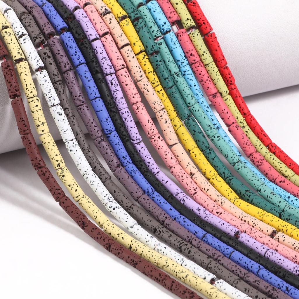 4x13mm Multicolor Rondelle Column Tube Lava Stone Loose Spacer Beads For Making Jewelry Handmade Diy Bracelet Craft