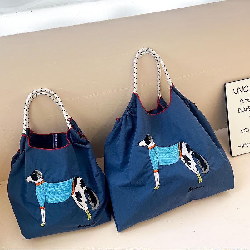 Women's Oxford Cloth Embroidered Handbag: Large Capacity, Nylon, Portable, Crossbody, and Shoulder Bag.