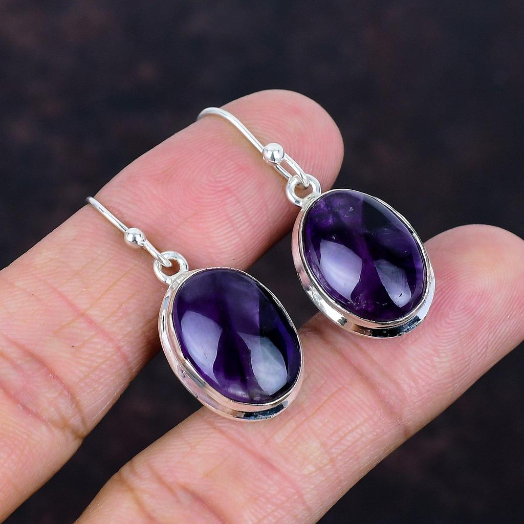 Star amethyst earrings 925 sterling silver earring dangle earrings genuine gemstone jewelry anniversary gifts handmade earring boho jewelry